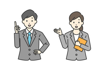 説明をしているビジネスパーソンのイラスト