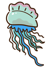 カツオノエボシのかわいい手書き風デフォルメイラスト