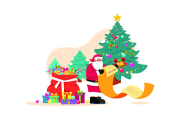 Obraz na płótnie Canvas Merry Christmas flat illustration concept on white background