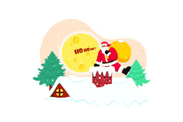 Merry Christmas flat illustration concept on white background