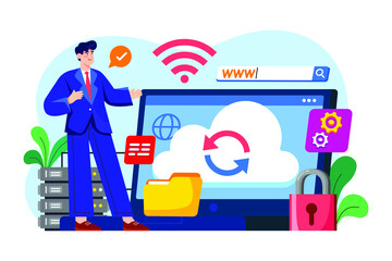 Information Technology flat illustration concept on white background
