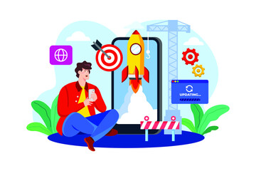 Information Technology flat illustration concept on white background