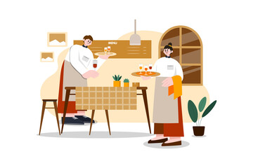 Restaurant Service flat illustration concept on white background