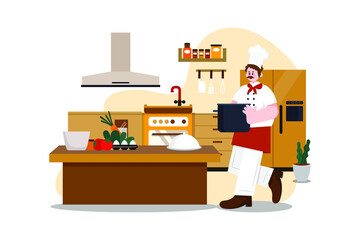 Restaurant Service flat illustration concept on white background