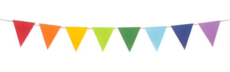 Festive bunting flags isolated on white