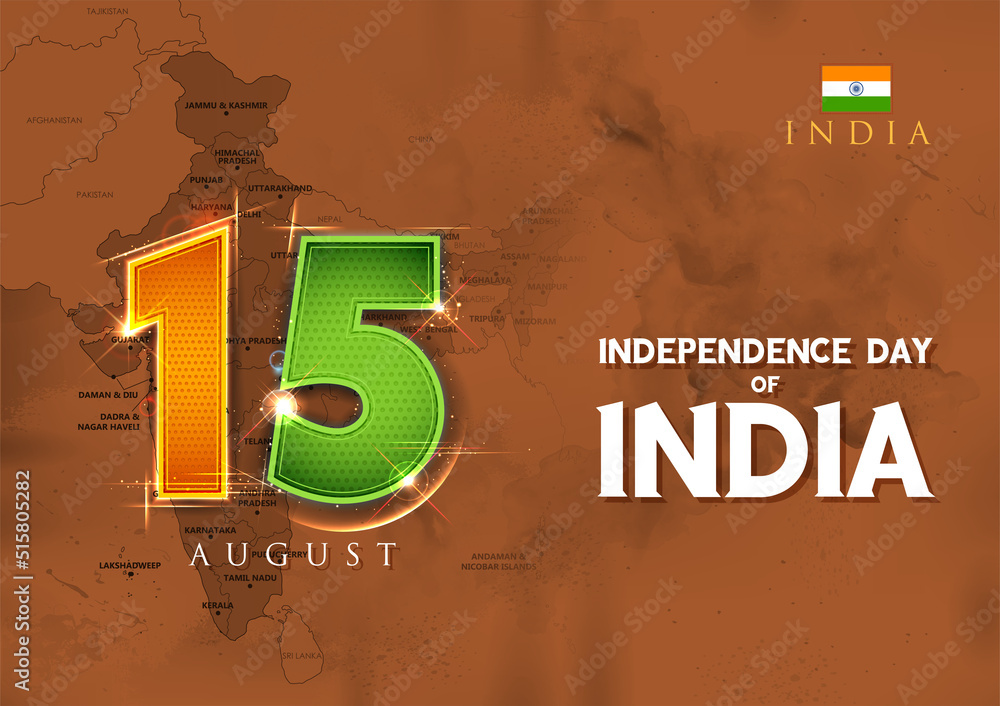 Wall mural abstract tricolor banner with indian flag for 15th august happy independence day of india