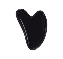 Black obsidian gua sha stone isolated on a white background. Facial gua sha massage tool. Vector illustration