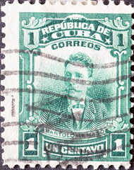 CUBA - CIRCA 1911: a postage stamp from CUBA , showing a portrait of the Cuban Statesman Bartolomé...