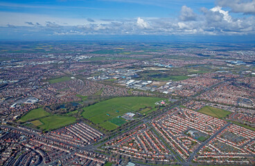 Aerial view of the Walton and Aintree suburbs of Liverpool