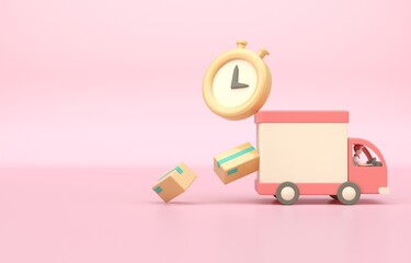 Fast delivery truck. 3D render