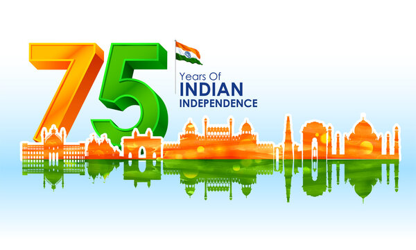 tricolor banner with Indian flag for 75th Independence Day of India on 15th August