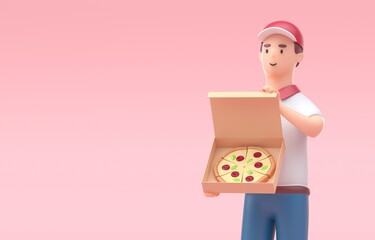 Isolated Pizza Delivery. 3D render