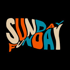 sunday funday.vector illustration.hand drawn letters on a black background.decorative inscription in glitch style.distorted lettering.modern typography design for t shirt,poster,banner,flyer,web,etc - obrazy, fototapety, plakaty