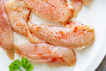 chicken fillet raw meat fresh healthy meal food snack diet on the table copy space food background rustic top view keto or paleo diet