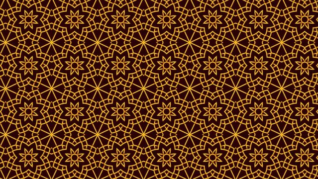 Abstract, background animation, scrolling right, intricate in yellow detail