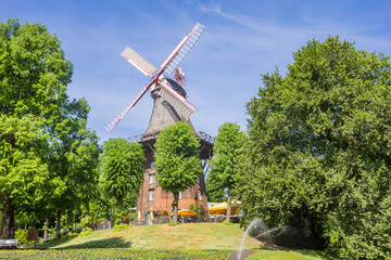Historic windmill in the park in hanseatic city Bremen, Germany