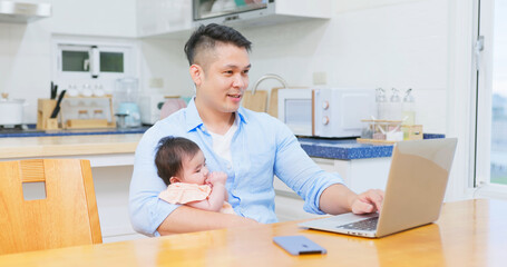 asian father work from home