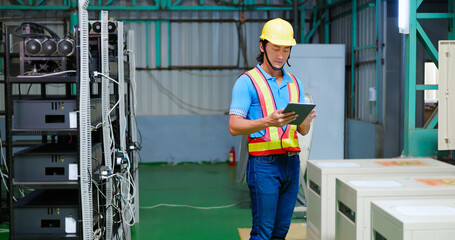engineer checking equipment