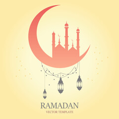Ramadan. Islamic style postcard, wallpaper, banner. Vector illustration.