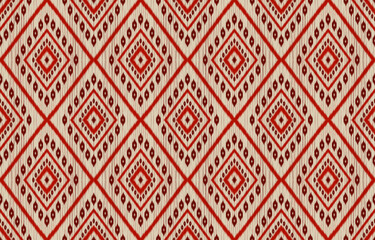 Abstract ikat art. Geometric ethnic seamless pattern in tribal. Fabric Indian style. Design for background, wallpaper, illustration, fabric, clothing, carpet, textile, batik, embroidery.