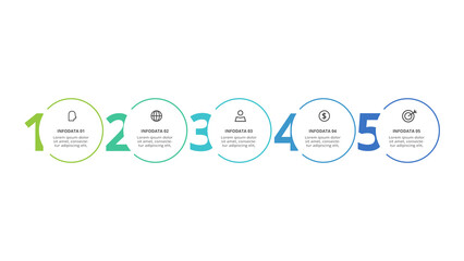 Creative concept for infographic with 5 steps, options, parts or processes. Business data visualization.