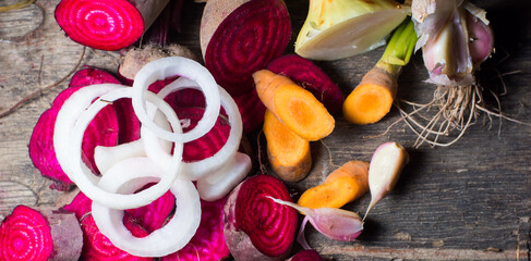 beetroot vegetables on a wooden background
