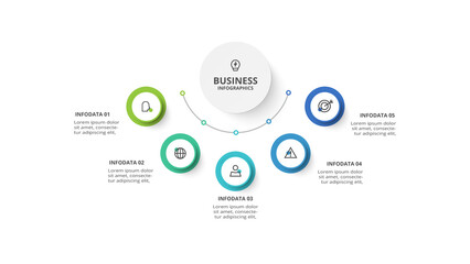 Creative concept for infographic with 5 steps, options, parts or processes. Business data visualization.