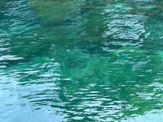 Turquoise sea blue water shiny background surface.