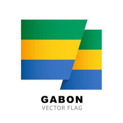Colorful logo of the Gabonese flag. The flag of Gabon. Vector illustration on a white background.