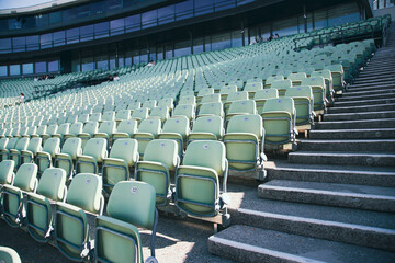 Empty Plastic Chairs at the Stadium