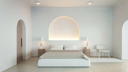 White Bedroom interior Santorini style - 3D rendering - 515815243