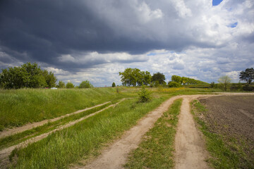 Rural landscape in cloudy day