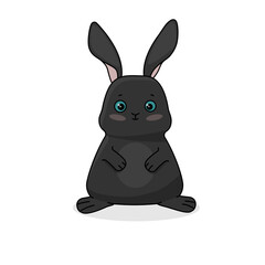 Cute black bunny on a white background, children's vector illustration. Symbol of the 2023 New Year
