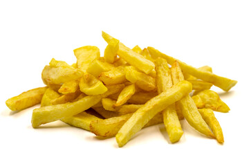 Fried potatoes. French fries isolated on white background. close up
