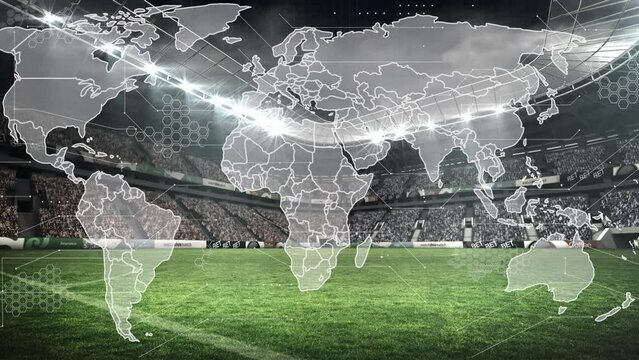 Animation of world map over stadium