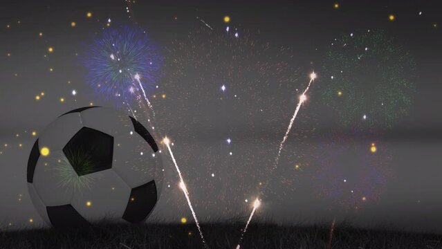 Animation of football over fireworks