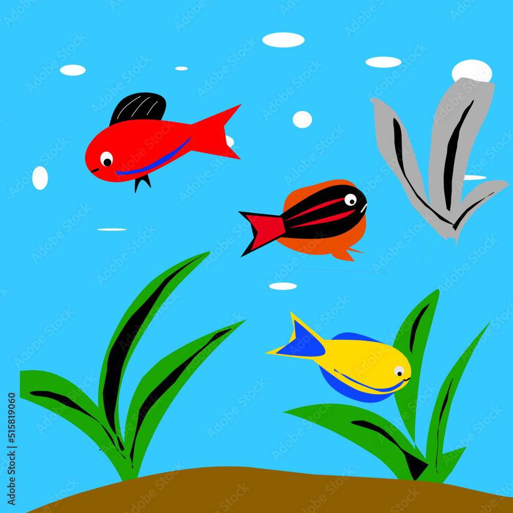 Wall mural aquarium fish vector illustration