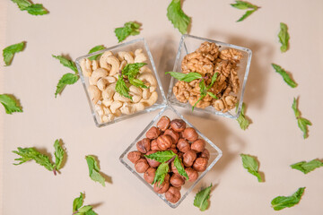 Cashew, hazelnuts, walnut