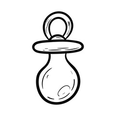 Baby pacifier, newborn accessory isolated vector doodle illustration.
