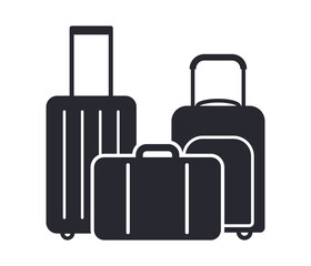 Baggage suitcase and travel bags vector icon