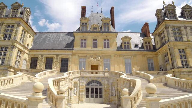 Royal hunting castle Fontainbleau. Chateau De Fontainebleau. Palace of Fontainebleau - one of largest royal chateaux in France, UNESCO World Heritage Site.