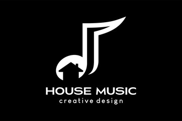 Music house logo design, tone icon combined with house icon in a creative concept
