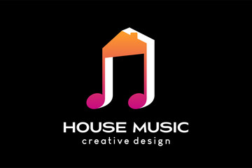 Music house logo design, tone icon combined with house icon