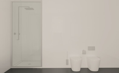 . Scandinavian bathroom, classic  vintage interior design. 3D rendering.