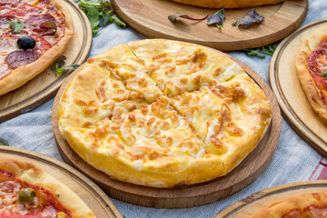 Georgian cuisine slised megrelian khachapuri bread