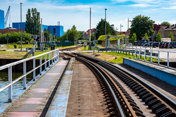 Obraz premium Wolgast Drehbrücke - Eisenbahnbrücke