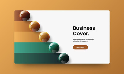 Vivid company identity design vector layout. Geometric realistic spheres banner concept.