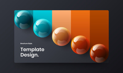 Geometric postcard design vector layout. Isolated realistic spheres flyer illustration.