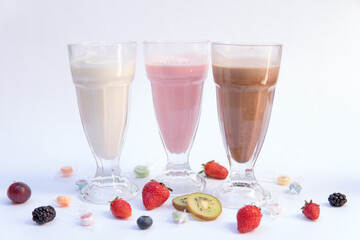 Milkshakes, vanilla, strawberry, chocolate