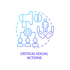 Critical social actions blue gradient concept icon. Illness information. Pandemic preparedness abstract idea thin line illustration. Isolated outline drawing. Myriad Pro-Bold fonts used